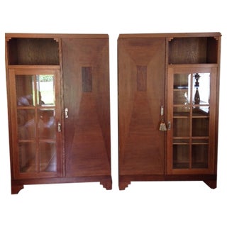 French Arts & Crafts Oak & Macassar Libraries For Sale