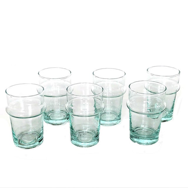 Traditional Moroccan Blown Recycled Glass - Set of 6 For Sale In Naples, FL - Image 6 of 6