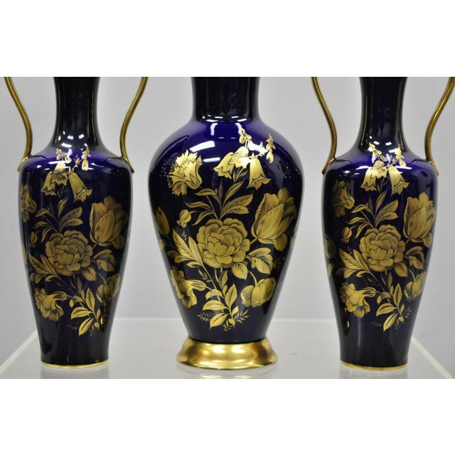 Royal Porzellan Bavaria Kpm Echt Cobalt Blue Porcelain Twin Handle Vase