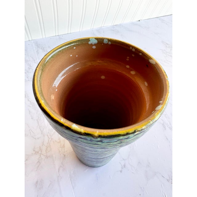 Mid-Century Modern Vintage Italian Drip Glaze Pottery Vase – Mid-Century Modern Ceramic For Sale - Image 3 of 7