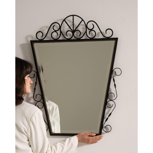 Metal Wrought Iron Wall Mirror, Antique, France, Circa 1970 For Sale - Image 7 of 8