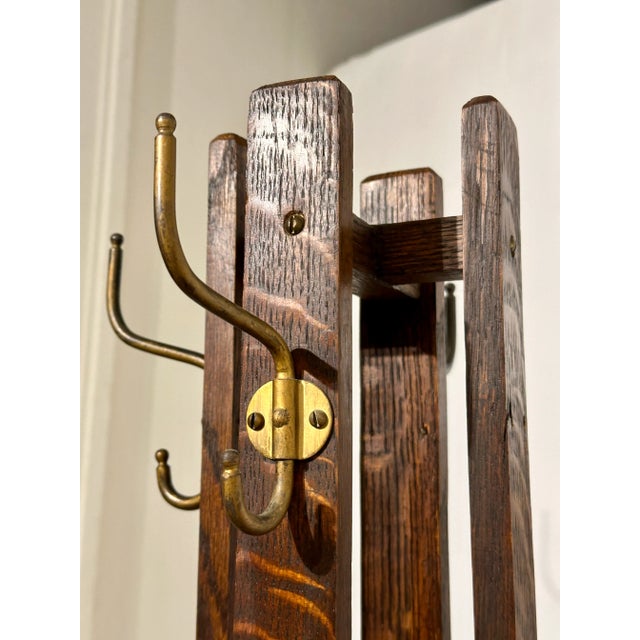 Early 1900s Antique Mission Oak Coat Hanger/Umbrella Stand For Sale - Image 4 of 5