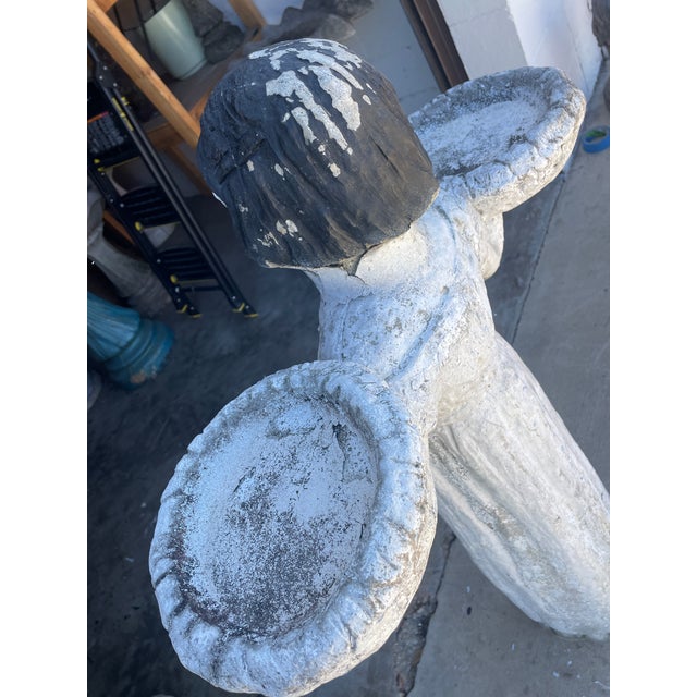 1940's Concrete "Bird Girl" (Peasant Girl) Bird Feeder 47" Tall From Augusta Georgia Estate For Sale - Image 12 of 13