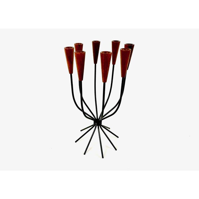 Danish Teak and String Candleholder from Lüthje, 1960s, in Restored conditions. Designed 1960 to 1969 This piece is...