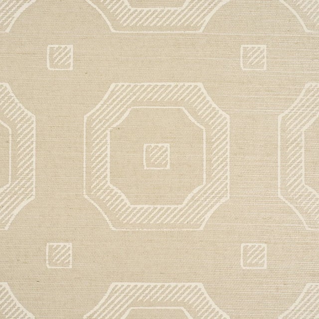 Schumacher SAMPLE - Schumacher Beveled Frame Sisal Wallpaper In Oyster For Sale - Image 4 of 5
