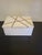 Mid-Century Modern Vintage White Alabaster Jewelry Box Storage Lidded Brass Insert For Sale - Image 3 of 12