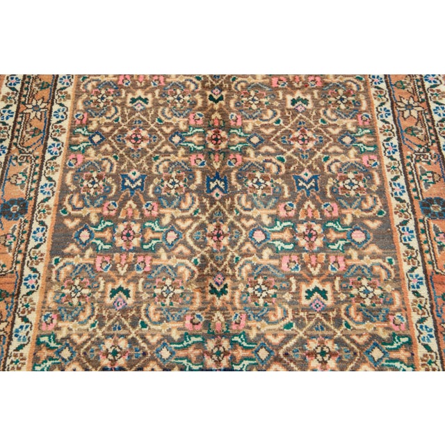Brown Allover Designed Persian Hamadan Wool Rug in Light Brown For Sale - Image 8 of 11