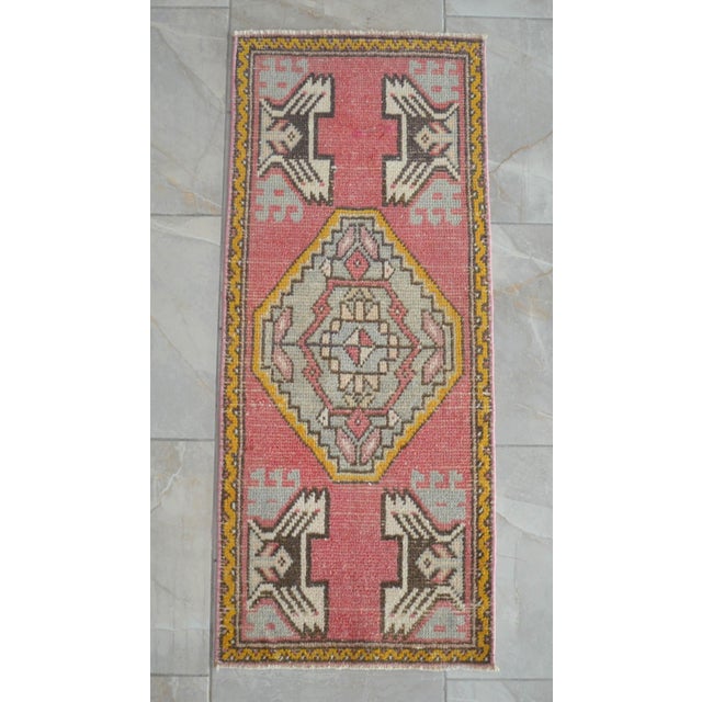 1970s Hand Knotted Small Turkish Rug, Door Mat, Entryway Rug, Bath Mat, Kitchen Decor, Small Rug, - 1′7″ × 3′8″ For Sale - Image 14 of 16