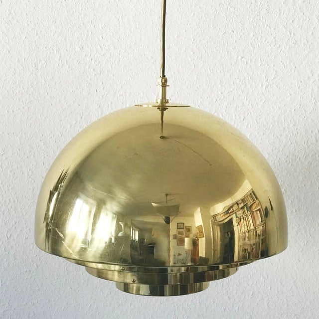 Mid-Century Modern Brass Dome Pendant Lamp from Vereinigte Werkstätten For Sale - Image 10 of 11