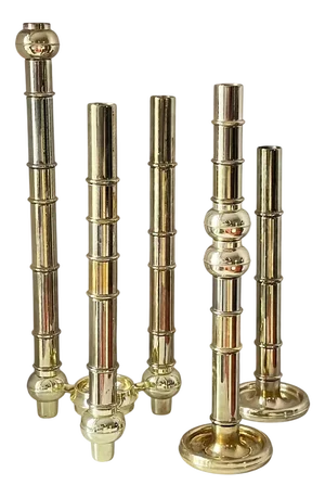 Scandinavian Modular Brass Candlesticks, 1970s, Set of 33