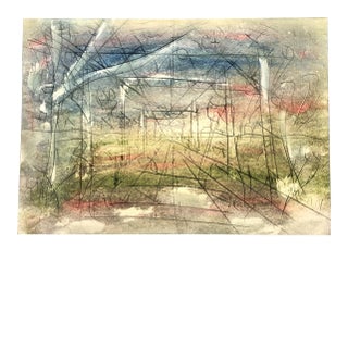 Original Vintage Abstract Peter Duncan Abstract Encaustic Painting/Drawing Signed For Sale