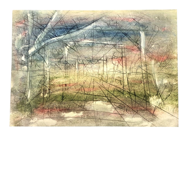 Original Vintage Abstract Peter Duncan Abstract Encaustic Painting/Drawing Signed For Sale