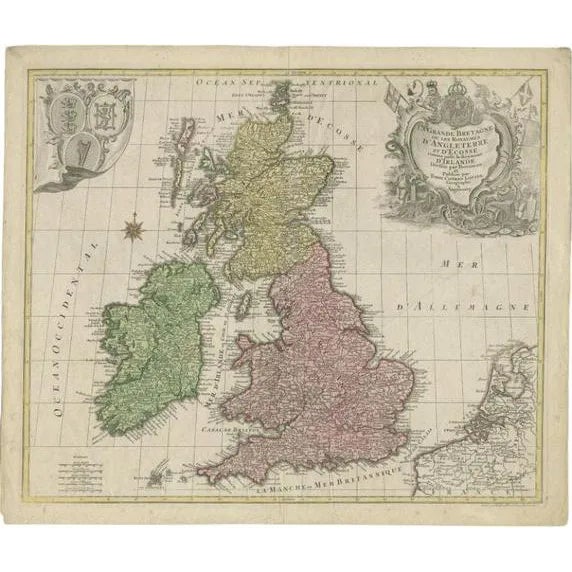Antique Map of the British Isles by Lotter, 1764 For Sale