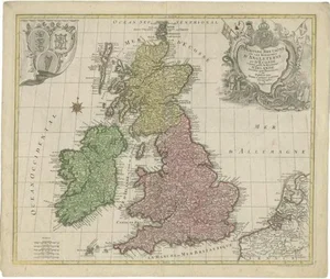 Antique Map of the British Isles by Lotter, 1764