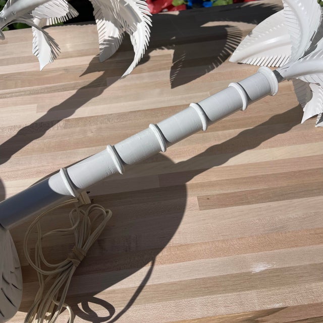 Metal Vintage Tole Painted Metal Palm Tree Form Table Lamps, a Pair For Sale - Image 7 of 12