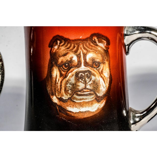 Antique Victorian Pitcher Mugs Hand Painted Dog Canine Portraits - Rare Complete Set of 7 For Sale - Image 11 of 18