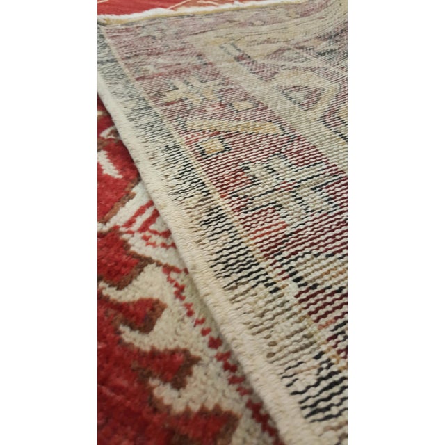 Antique Oushak Rug, Turkish Handmade Oriental Rug, Red, Beige, Bold Design 5x8 For Sale In New York - Image 6 of 10