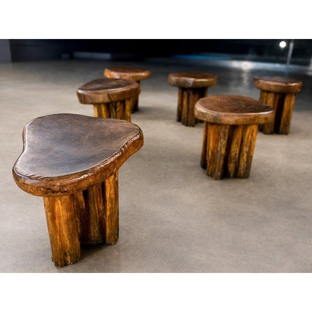 Set of Six Sculptural “Denúncia” Stools in Solid Reclaimed Wood, Brazil, 1970s For Sale - Image 14 of 14