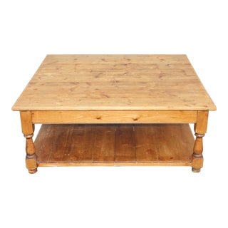 Vintage Knotty Pine Coffee Table With Storage Shelf - Rustic For Sale