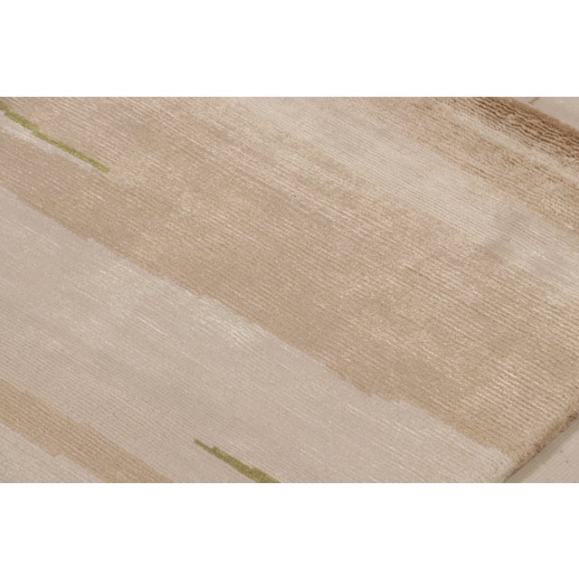 Rug & Kilim Rug & Kilim’s Modern Geometric Striped Beige-Brown Cream and Green Silk For Sale - Image 4 of 10
