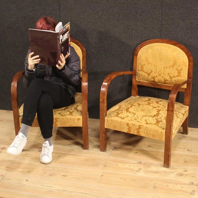 Wood Set of Art Deco Style Armchairs For Sale - Image 7 of 13