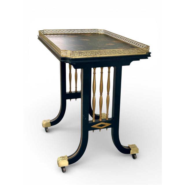 Regency Style Black Gold Japonisme Lacquer Center Table After Gillows Lancaster. For Sale - Image 11 of 16