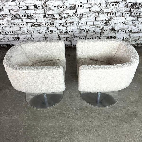 Dimensions: H 28” x W 25.5” x SD 19” x SH 16.9” Pair of B&B Italia Tulip designed 360-degree swivel armchairs by Jeffrey...