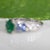 Zambian Emerald Ring With Natural Diamonds & Blue Sapphires: Solid 14k Gold, Size 6.75 For Sale - Image 9 of 9