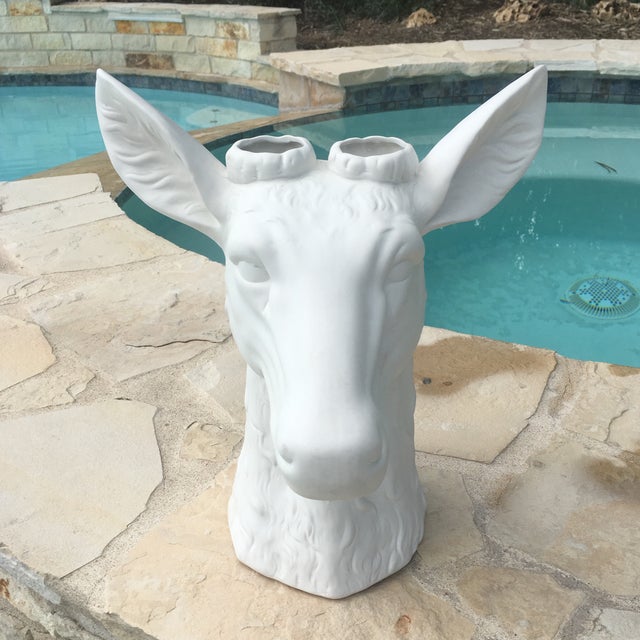 Bisque White Ceramic Deer Head Vase Chairish