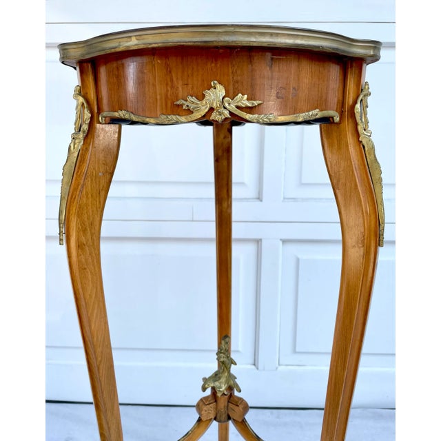 Antique French Green Marble and Brass Pedestal Stand For Sale - Image 9 of 12