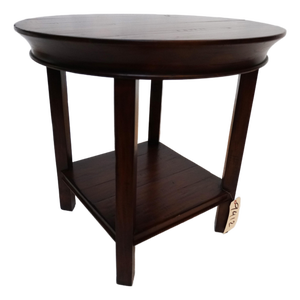 Traditional Round Wood Side Table With Lower Shelf