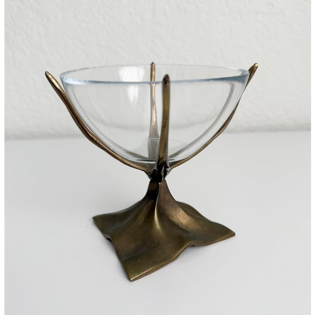 1950s Bronze & Glass Footed Candy Dish For Sale In Sacramento - Image 6 of 8