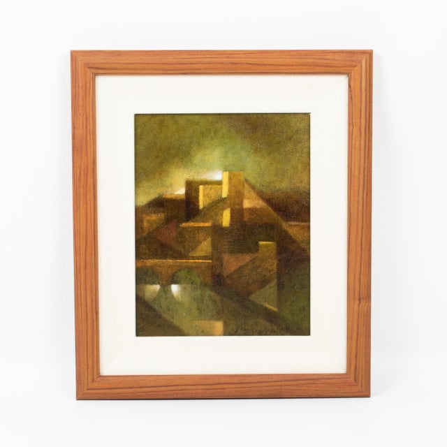 Textile Abstract Chiaroscuro Landscape, Oil on Canvas Painting by Francois Gentilini, 1976 For Sale - Image 7 of 15