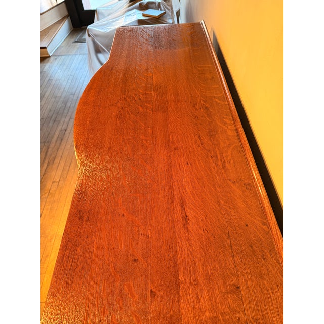 Wood Antique Oak Sideboard Buffet / Bar For Sale - Image 7 of 8