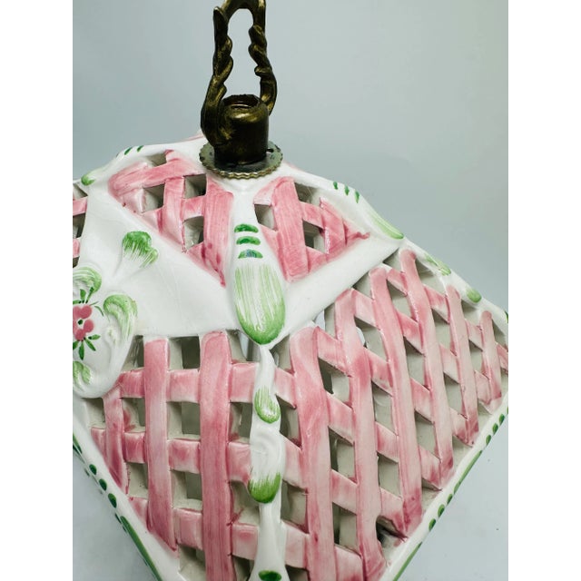 Soft pink and green on white, this lovely birdcage is a nice addition to a bookshelf or table top! Perfect for spring...