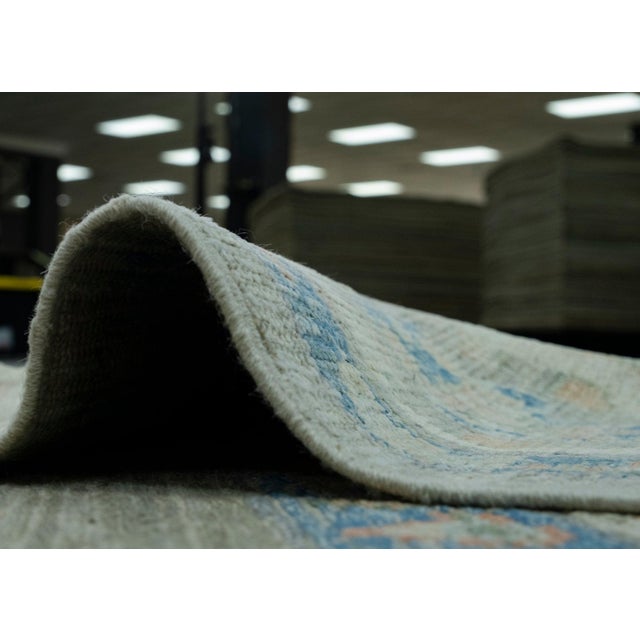 Blue Blue & Brown Turkish Oushak Rug 6'11" x 9'9" For Sale - Image 8 of 9