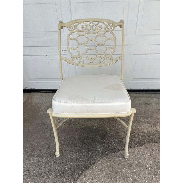 Metal Set of 3 Chairs 1960s Hollywood Regency Era Aluminum Cast Dining Chairs For Sale - Image 7 of 18