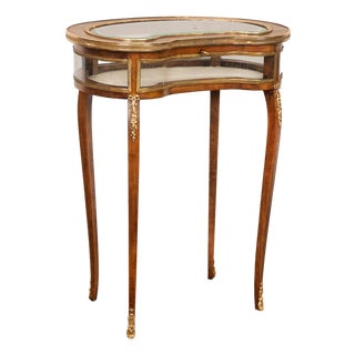 Antique 19thC French Louis XV Ormolu & Walnut Bijouterie Jewelry Table Vitrine, 1880 For Sale