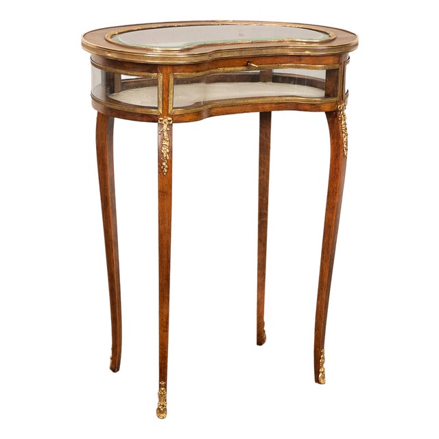 Antique 19thC French Louis XV Ormolu & Walnut Bijouterie Jewelry Table Vitrine, 1880 For Sale