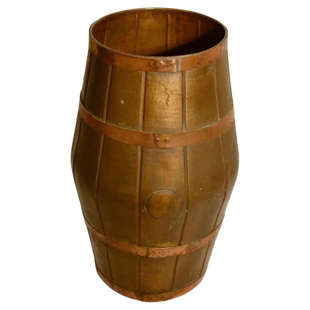 Copper Umbrella Stand in Barrel Shape, 1950s For Sale - Image 6 of 6