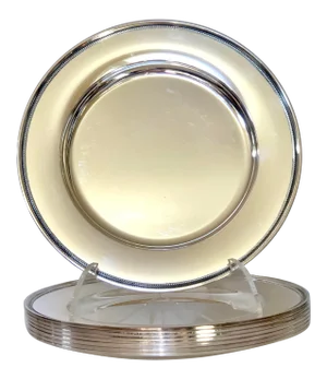 Danish MCM Silver Plate Chargers, Set of 8
