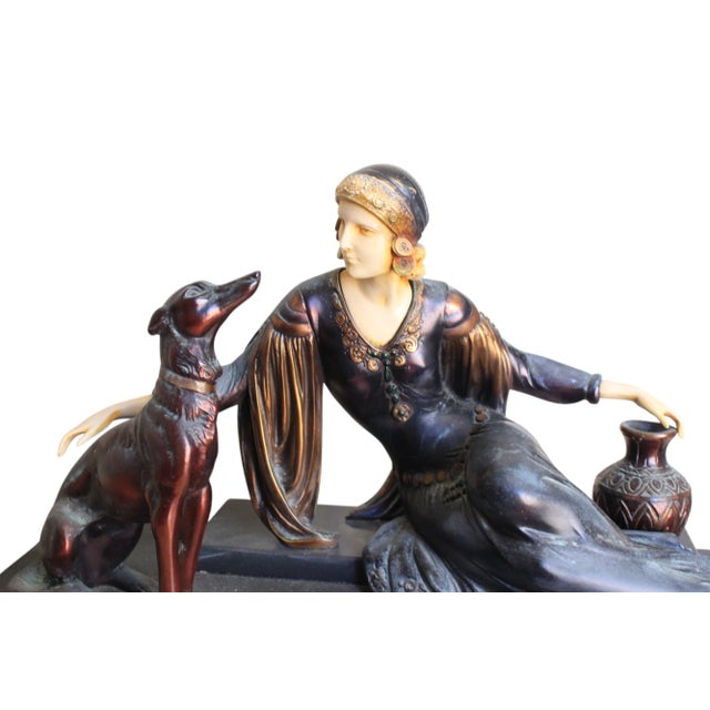 1920s French Art Deco Chryselephantine Sculpture by Menneville & Irenée Rochard 1930 For Sale - Image 5 of 5