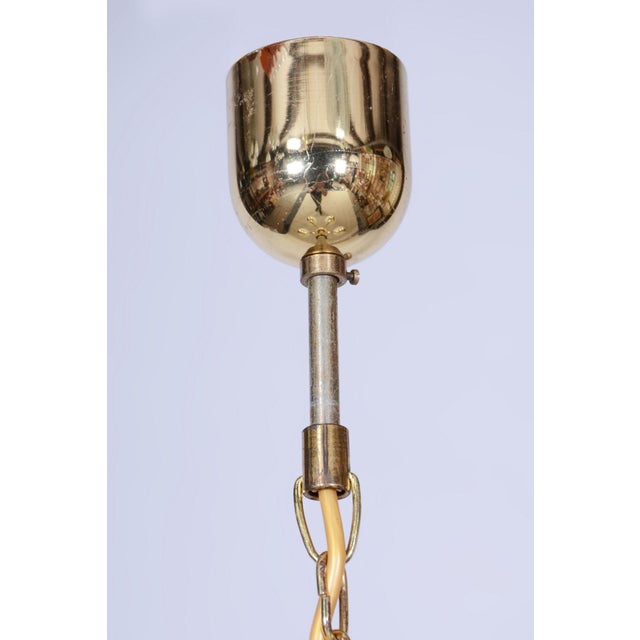 Mid-Century Chandelier in Brass and Opaline Glass, Czech, 1950s For Sale - Image 6 of 16