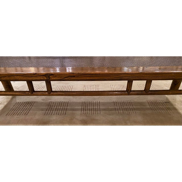 Vintage Chinese Daybed, Elmwood Latice Rails in Ming Style C. 1940 For Sale - Image 9 of 11