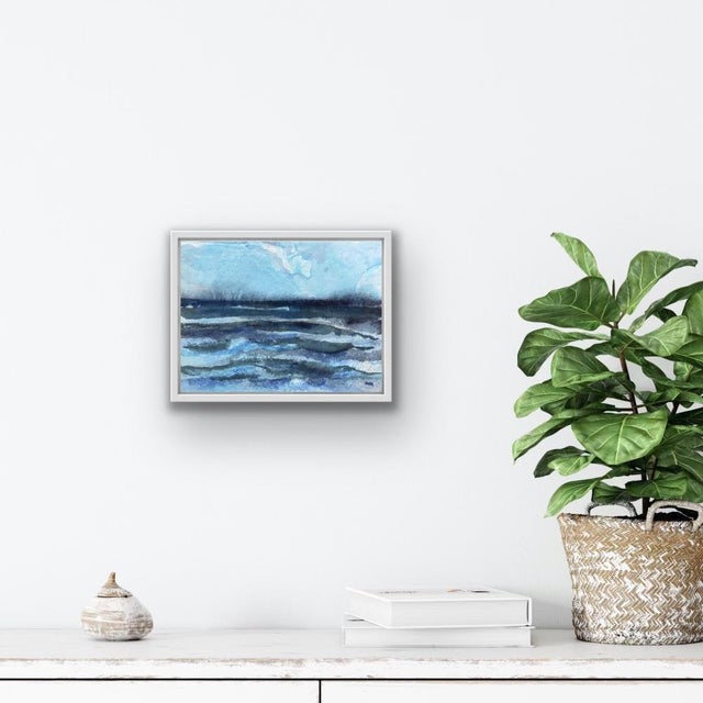 Blue Rise, Botanical Ocean Painting on Cotton Paper For Sale - Image 8 of 8