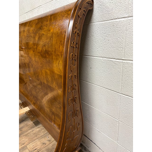 Vintage Henredon King Size Charles X Empire Style Burled Burl Sleigh Bed For Sale In Kansas City - Image 6 of 10