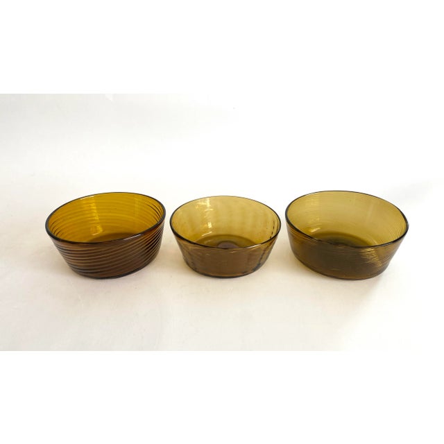 Mid-Century Modern Mid-Century Mexican Artisan Handblown Glass Bowls - Set of 3 For Sale - Image 3 of 6