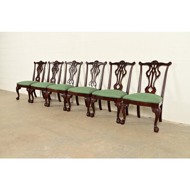 Thomasville Thomasville Chippendale Carved Mahogany Dining Chairs, Set of Six For Sale - Image 4 of 13
