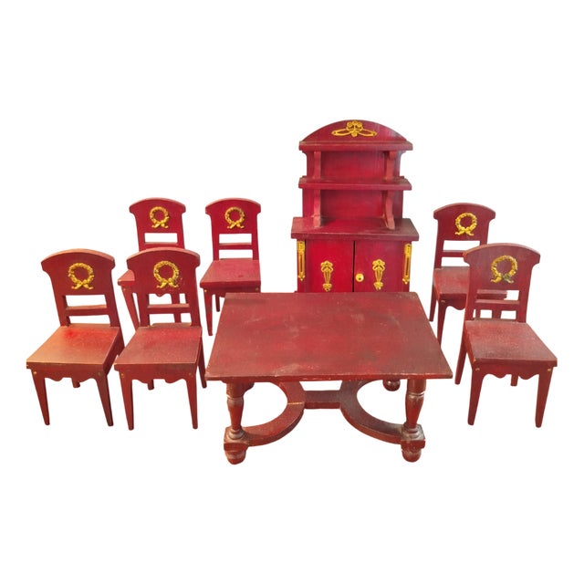 Toy Furniture Set, Spain, Early 20th Century, Set of 8 For Sale