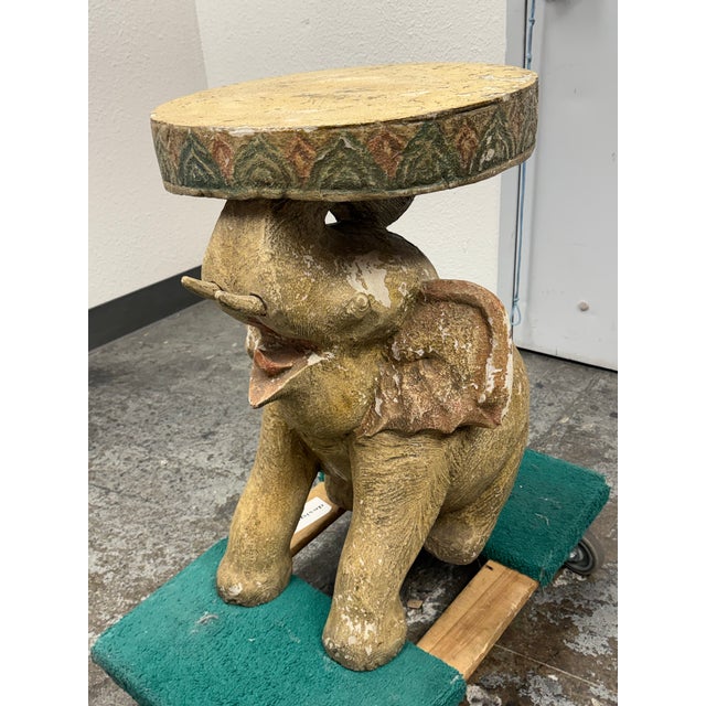 Design Plus Gallery presents a Vintage Elephant Pedestal Side Table. This sculptural table is formed from a composite...